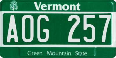 VT license plate AOG257