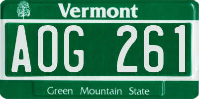 VT license plate AOG261