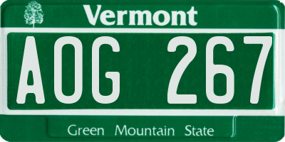 VT license plate AOG267