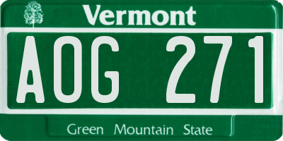VT license plate AOG271