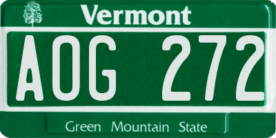 VT license plate AOG272