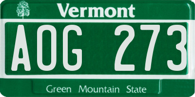 VT license plate AOG273