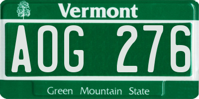VT license plate AOG276