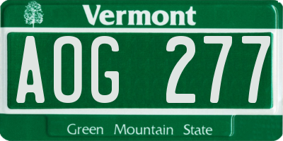 VT license plate AOG277