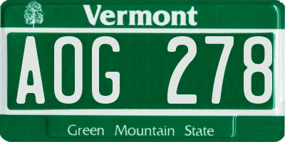 VT license plate AOG278