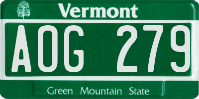 VT license plate AOG279
