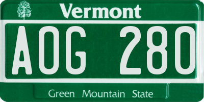 VT license plate AOG280
