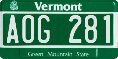 VT license plate AOG281