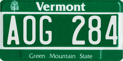 VT license plate AOG284