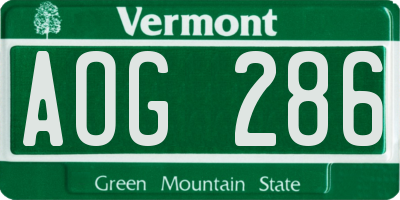 VT license plate AOG286