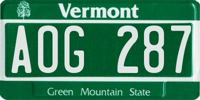 VT license plate AOG287