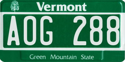VT license plate AOG288