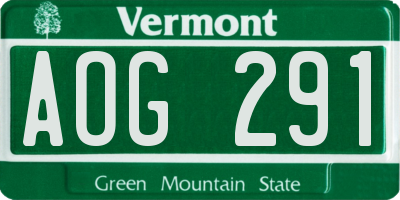 VT license plate AOG291