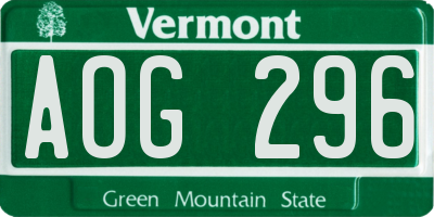 VT license plate AOG296
