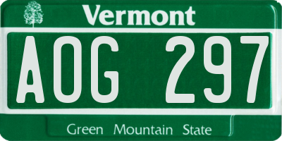 VT license plate AOG297