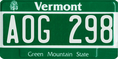 VT license plate AOG298