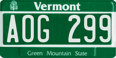 VT license plate AOG299