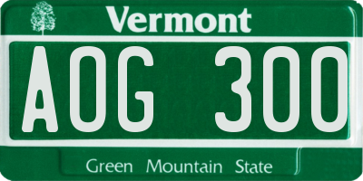 VT license plate AOG300