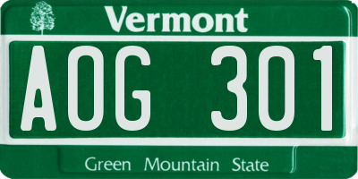 VT license plate AOG301