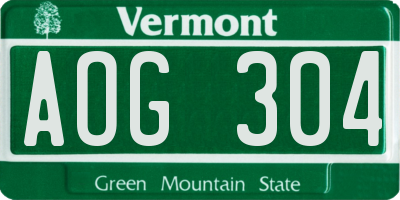 VT license plate AOG304