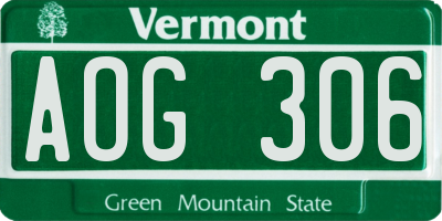 VT license plate AOG306