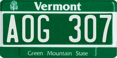 VT license plate AOG307