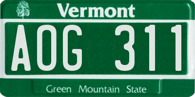VT license plate AOG311