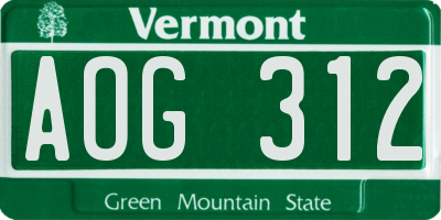 VT license plate AOG312