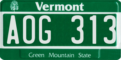 VT license plate AOG313