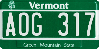 VT license plate AOG317
