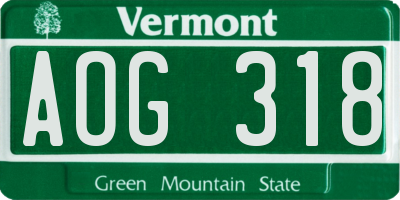 VT license plate AOG318
