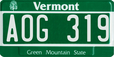 VT license plate AOG319