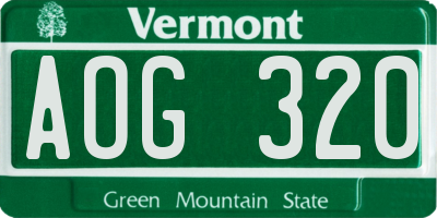 VT license plate AOG320