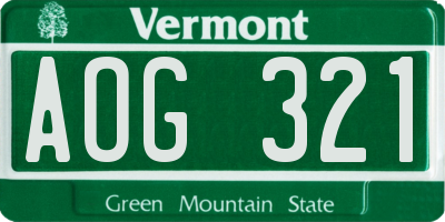 VT license plate AOG321
