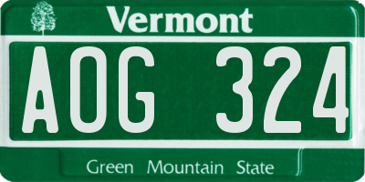 VT license plate AOG324