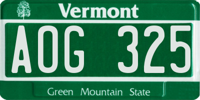 VT license plate AOG325
