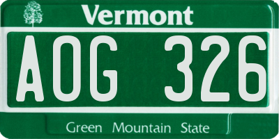 VT license plate AOG326