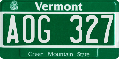 VT license plate AOG327
