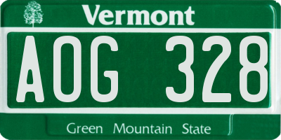 VT license plate AOG328