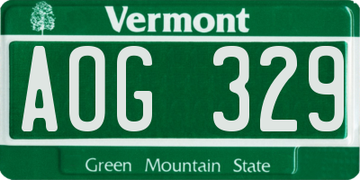 VT license plate AOG329