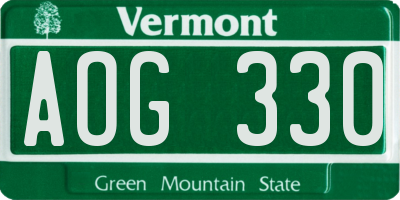 VT license plate AOG330