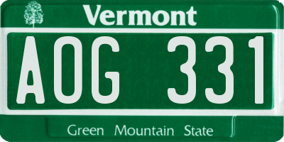 VT license plate AOG331