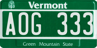 VT license plate AOG333