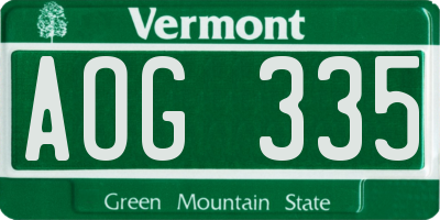 VT license plate AOG335