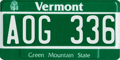 VT license plate AOG336