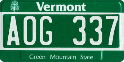 VT license plate AOG337