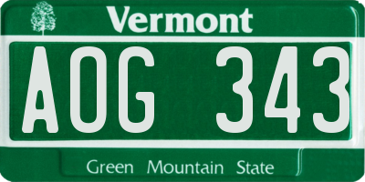 VT license plate AOG343