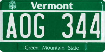 VT license plate AOG344
