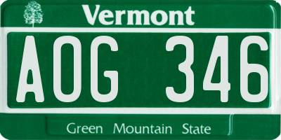 VT license plate AOG346