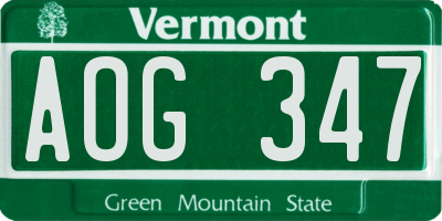 VT license plate AOG347